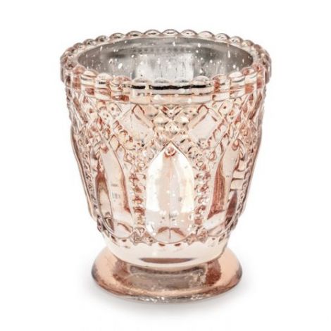 Świecznik szklany PartyDeco Różowy, 8cm